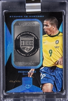 2018 Panini Eminence Etched in History Embedded Metal #EH-RO Ronaldo Platinum Bar Card (#1/1) - Panini Encased